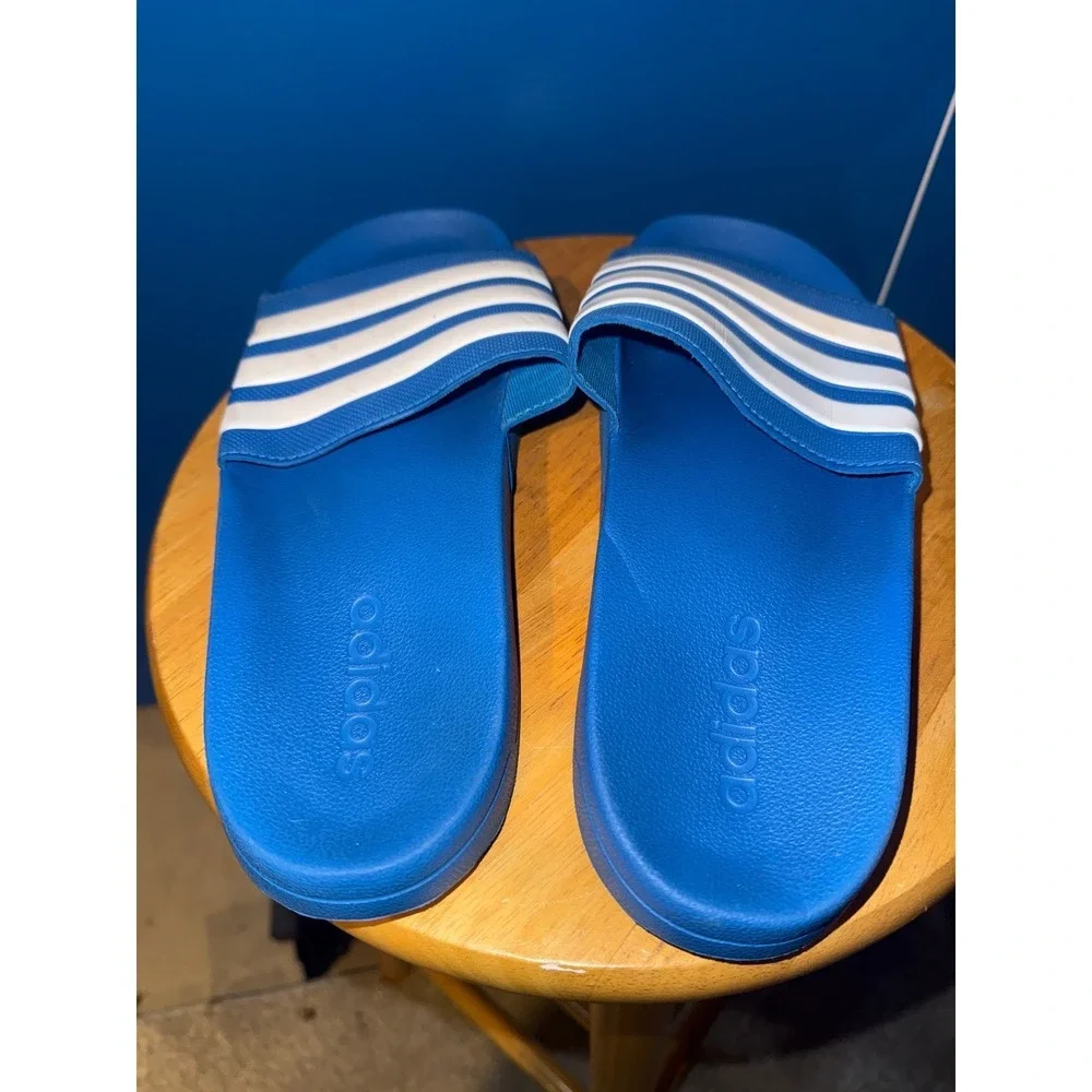 Adidas Adilette Slides Blue White Stripes Mens 11 Sandals